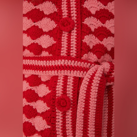 FARM RIO stitch, belted crochet sweater cardigan- size small - Picture 14 of 15